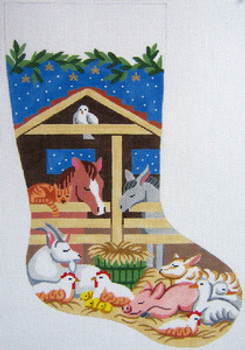 SN311 Barnyard Christmas Stocking 12 x 18 12 Count Silver Needle Designs