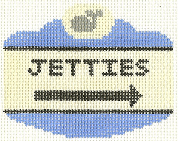 SN520 Jetties Sign Ornament 2.5 x 3.5 18 Count Silver Needle Designs