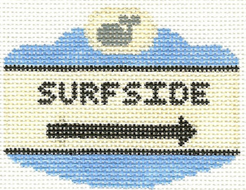SN538 Surfside Sign Ornament 2.5 x 3.5 18 Count Silver Needle Designs