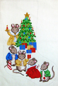 SN625 Mouse Family Christmas Stocking 12 x 18 13  Count Silver Needle Designs