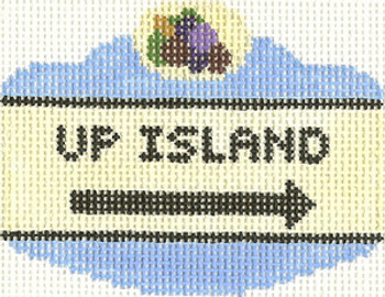 SN660 Up Island Sign Ornament 2.5 x 3.5 18 Count Silver Needle Designs