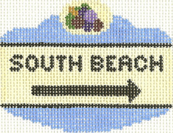 SN658 South Beach Sign Ornament 2.5 x 3.5 18 Count Silver Needle Designs