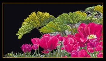 GOK432B Thea Gouverneur Kit Tulips Garden Detail 18" x 10" Aida 18ct