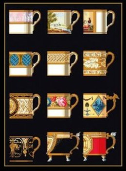 GOK3022B Thea Gouverneur Kit Ornamental Cups 20" x 14.4" Aida 18ct