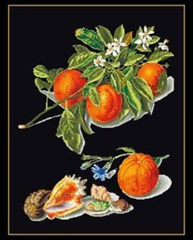 GOK3061B Thea Gouverneur Kit Oranges & Blossoms 13" x 18" Aida 18ct