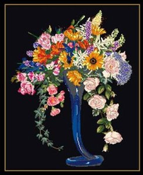 GOK1086B Thea Gouverneur Kit Elegant Cut Flowers 15-1/2" x 23"; Aida; 18ct