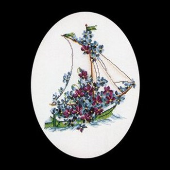 GOK927 Thea Gouverneur Kit Poetry Yacht Flowers 10" x 14"; Linen; 25ct