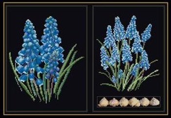 GOK443B Thea Gouverneur Kit Blue Flower 13.5" x 8.5"; Aida; 18ct