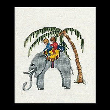 GOK1041 Thea Gouverneur Kit Elephant 7" x 6"; Linen; 32ct