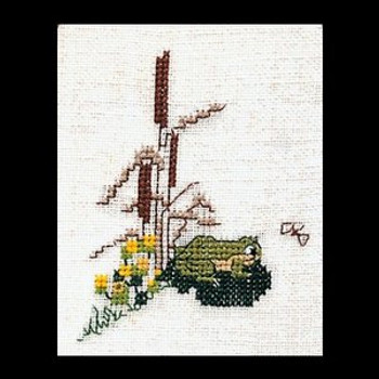 GOK1037 Thea Gouverneur Kit Frog 3" x 4"; Linen; 32ct