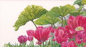 GOK432 Thea Gouverneur Kit Tulips Garden Detail 18" x 10" Linen 36ct