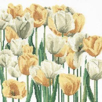 GOK3065 Thea Gouverneur Kit Tulips 11.2" x 11.2"; Linen; 30ct