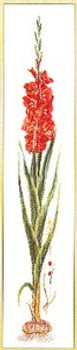 GOK3073 Thea Gouverneur Kit Red Gladiola 8" x 35"; Linen; 36ct