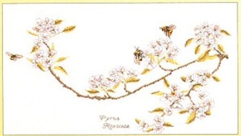 GOK1047 Thea Gouverneur Kit Bees And Blossoms 20" x 11"; Linen; 30ct