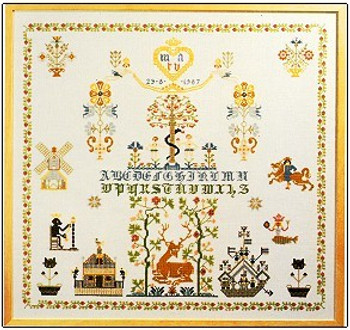 GOK1082 Thea Gouverneur Kit Sampler - Tree Of Life 22" x 24"; Linen; 36ct