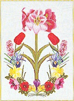 GOK829 Thea Gouverneur Kit Floral 17" x 27" Linen; 30ct