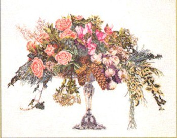 GOK1085 Thea Gouverneur Kit Roses In A Vase 24" x 20"; Linen; 30ct