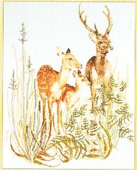 GOK938 Thea Gouverneur Kit Deer With Fawn 14" x 18"; Linen; 30ct