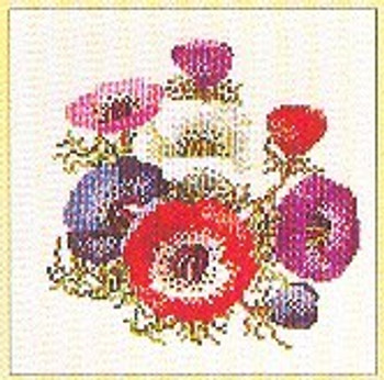 GOK814 Thea Gouverneur Kit Anemones 8" x 8"; Linen; 30ct