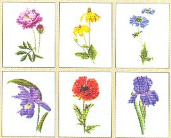 GOK3085 Thea Gouverneur Kit Flowers I - 6 Designs 7" x 8"; Linen; 36ct