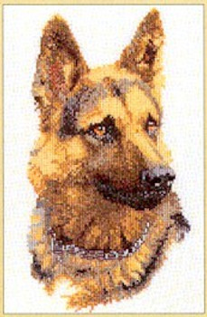 GOK934 Thea Gouverneur Kit German Shephard 9-1/2" x 13"; Linen; 25ct