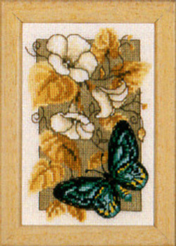 PNV144802 Vervaco Kit Butterfly on Flowers II 3" x 5"; Aida; 18ct