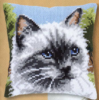 PNV146067 Vervaco Kit Siamese Cat 16" x 16"; Canvas; 18ct