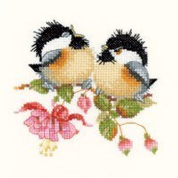 HCK777 Heritage Crafts Kit Fuchsia Chick-Chat by Valerie Pfeiffer 4.5" x 4.5" Evenweave 27ct