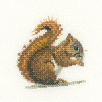 HCK1149A Heritage Crafts Kit Red Squirrel  Little Friends Collection by Valerie Pfeiffer and Susan Ryder 2.75" x 2.75" Aida; 14ct