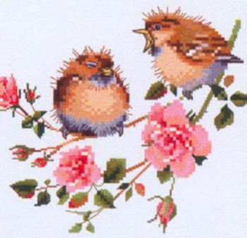HCK778 Heritage Crafts Kit Rose Chick-Chat by Valerie Pfeiffer 5.5" x 6" Evenweave 27ct