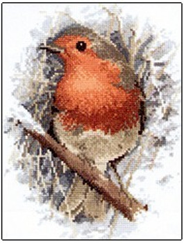 HCK401 Heritage Crafts Kit Robin Redbreast by John Stubbs 8.25" x 5.25"; Evenweave; 28ct