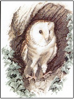 HCK402 Heritage Crafts Kit Barn Owl by John Stubbs 8.25" x 5.25" Evenweave 28ct