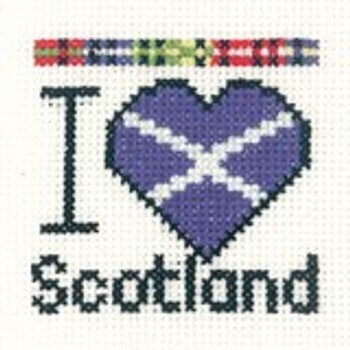 HCK641A Heritage Crafts Kit  I Love Scotland 2.5" x 2.5" ; Aida; 14c