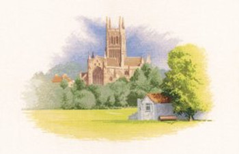 HCK923 Heritage Crafts Kit Worcester Cathedral John Clayton 16" x 10.4"; Evenweave; 27ct