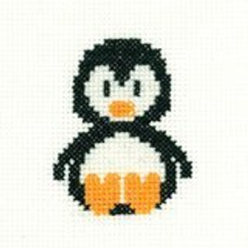 HCK966A Heritage Crafts Kit Penguin 2.5" x 2.5" Aida; 14ct