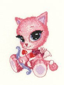 HCK987 Heritage Crafts Kit Little Cupid - Kitty Kats by James Ryman 2.8" x 4"; Evenweave; 28ct