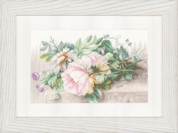 PN147588 Lanarte Kit Peonies and Morning Glory 15" x 10"; Linen; 30ct