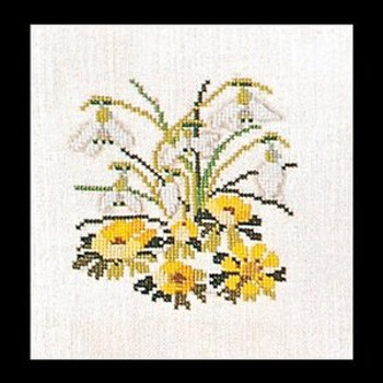 GOK906 Thea Gouverneur Kit Snowdrops 6" x 6" Linen 32ct