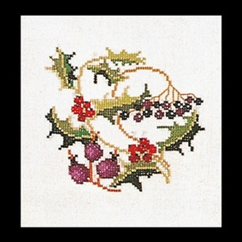 GOK905  Thea Gouverneur Kit Holly Berries 6" x 6" Linen 32ct