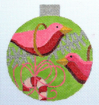 HO664 Raymond Crawford Designs PINK BIRDS ORNAMENT 3.5 x 4, 18 Mesh 