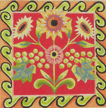Maggie & Co. M-1626 Provence Floral  Red © Jennifer Brinley/Ruth Levison Designs 10 x 10 13M