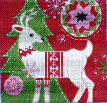 Maggie & Co. M-1594 Mod Holiday Deer © Jennifer Brinley/Ruth Levison Designs 6 x 6 18M