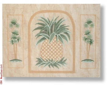 R-P1003 Pineapple/Palm Trees 18 Mesh 16x12" Needlepoint Boutique Designs 