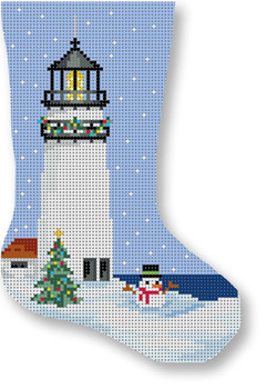 SA-SX 02 Christmas Mini-Stocking Highland Lighthouse 18 Mesh 4 x 6" Starke Art Designs