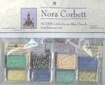 NC158E Nora Corbett Little Snowy Blue Church  Bead Embellishment Pack