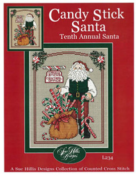 Candy Stick Santa 96w x 122h Sue Hillis Designs 13-2757
