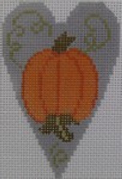 563B Pumpkin Heart 2.25" X 3.5" With Stitch Guide 18 Mesh NEEDLEDEEVA