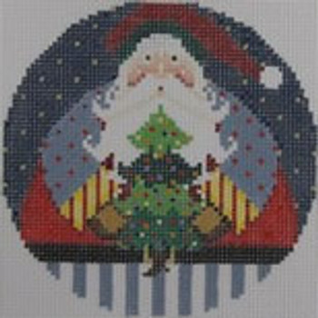 1363D Santa and the Tree 4.25 x 4.25 18 Mesh NEEDLEDEEVA