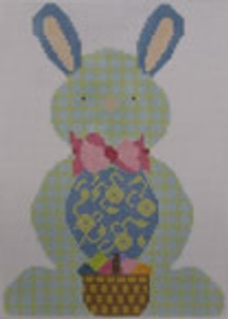 610E Blue and Yellow Plaid Bunny 4.75 x 6.75 18 Mesh NEEDLEDEEVA
