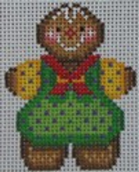 1352D Green Gingerbread Boy 1.7 x 2.5 18 Mesh NEEDLEDEEVA